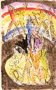 Ernst Ludwig Kirchner Design for the banquet hall in Essen - Colourful-dance (backside oil
